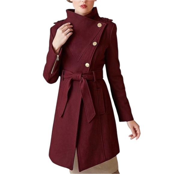 Guess Asymmetrical Wool Blend Coat Size Medium - Picture 2 of 12